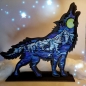 Preview: Holzfigur heulender Wolf Unikat