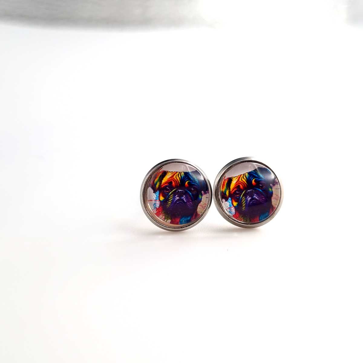 Bulldogge colourful Cabochon 10mm