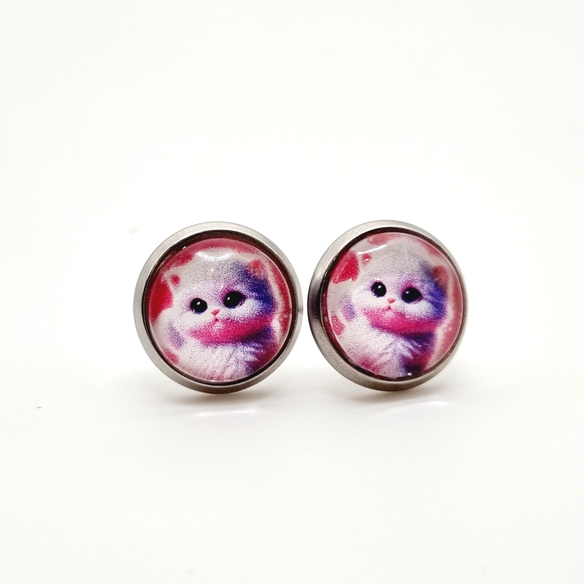 Süße weiße Katze Cabochon 10mm