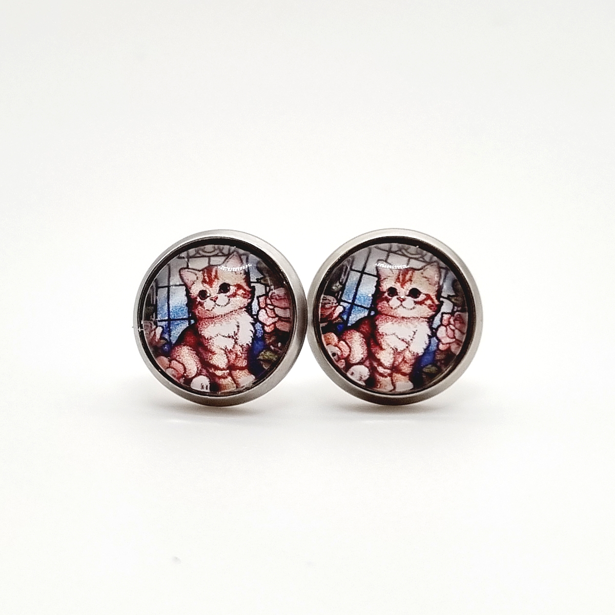 Glasfenster Katze Cabochon 10mm