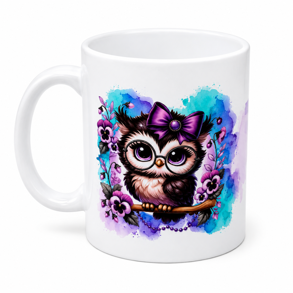 Tasse Eulen in lila