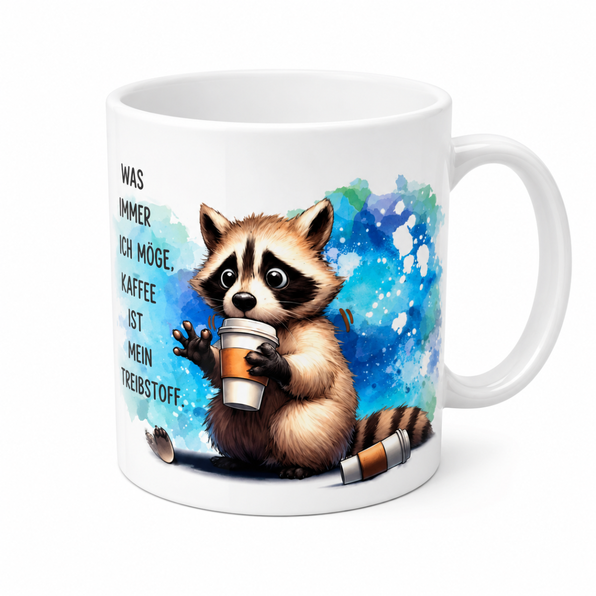 Waschbären Tasse mit Kaffee