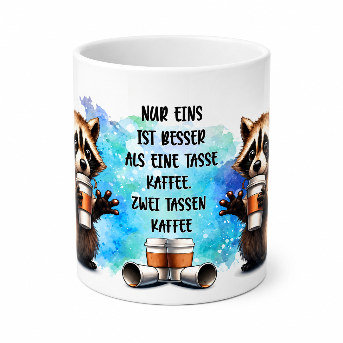 Preview: Waschbären Tasse mit Kaffee