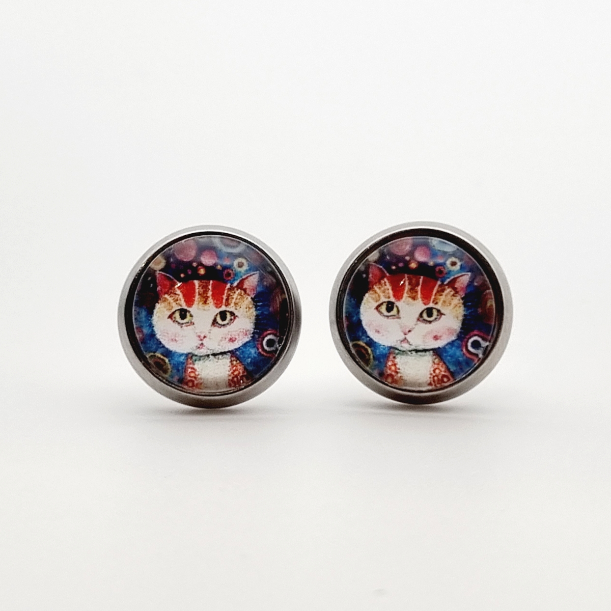 Farbenfrohe Mal Katze Cabochon 10mm