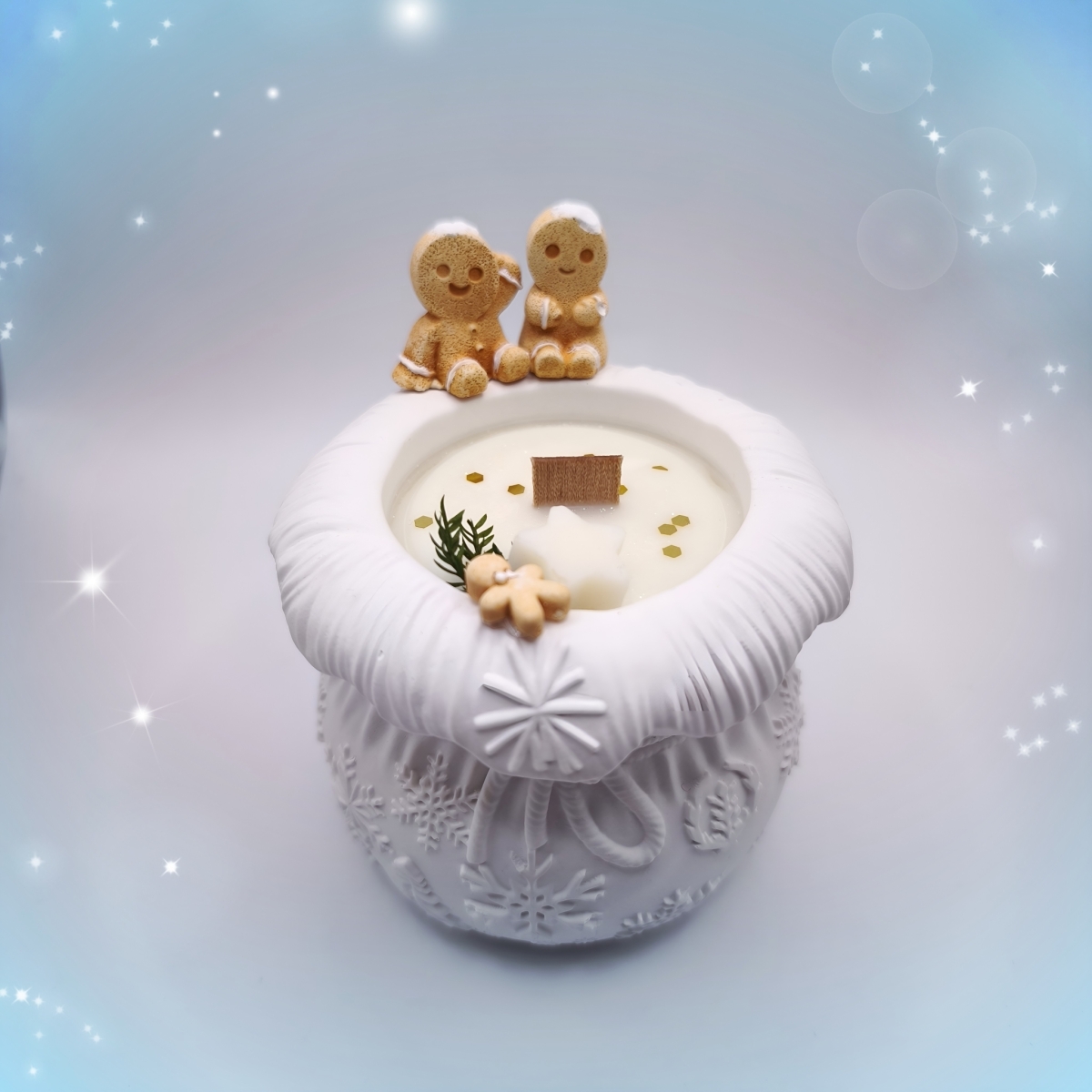 Handgemachte Sojawachskerze – Winterduft mit Lebkuchenpärchen