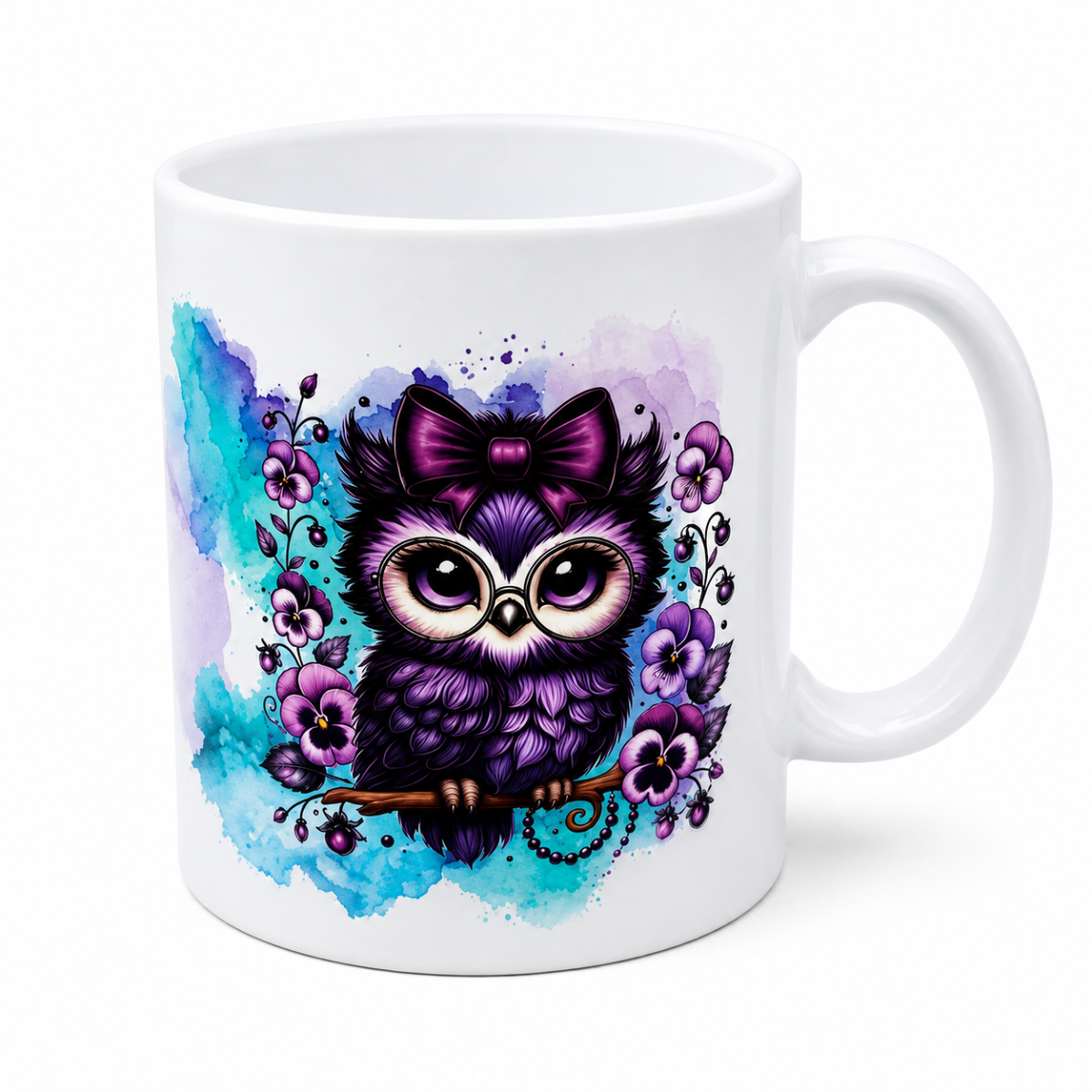 Tasse Eulen in lila