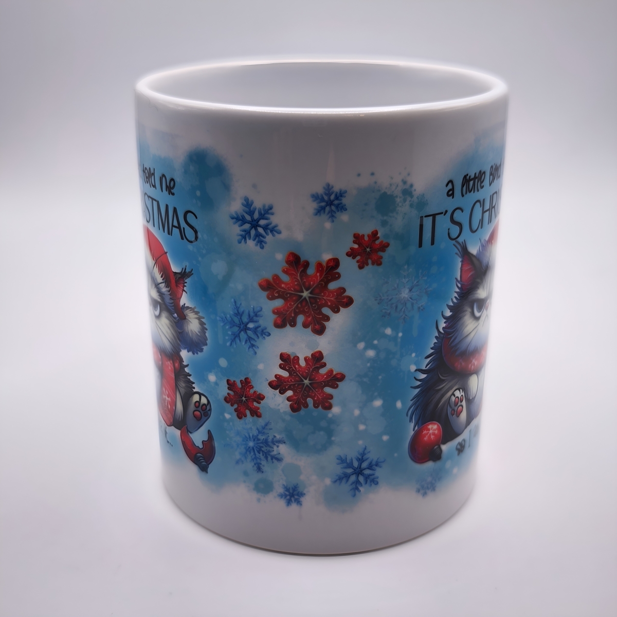 Weihnachts-Tasse Katze Bird