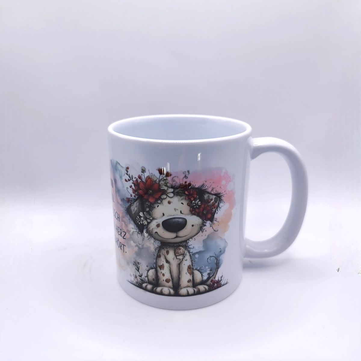 Tasse Hunde mit Blumen